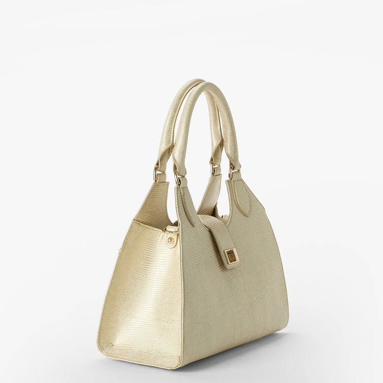Gold All Over Lizard Adrian Satchel Side View