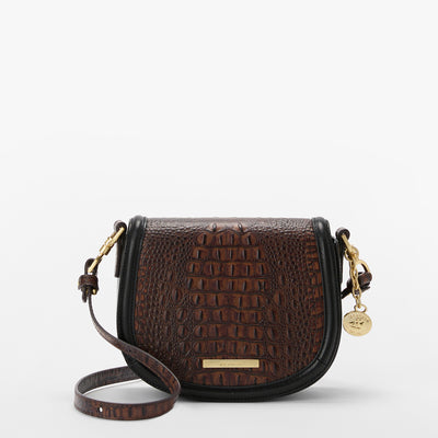 Black Tuscan Briar Crossbody Front View with Strap 