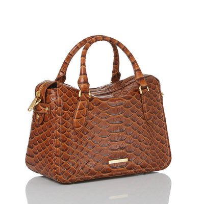 Honey Brown Saratoga Micaela Satchel Side View 
