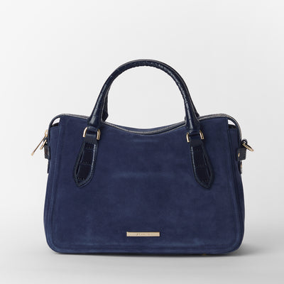 Navy Angora Micaela Satchel Front View 