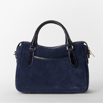 Navy Angora Micaela Satchel Back View 