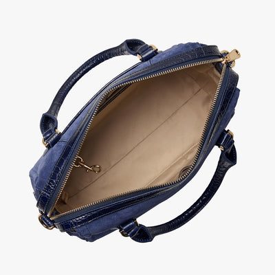 Navy Angora Micaela Satchel Open Top View 