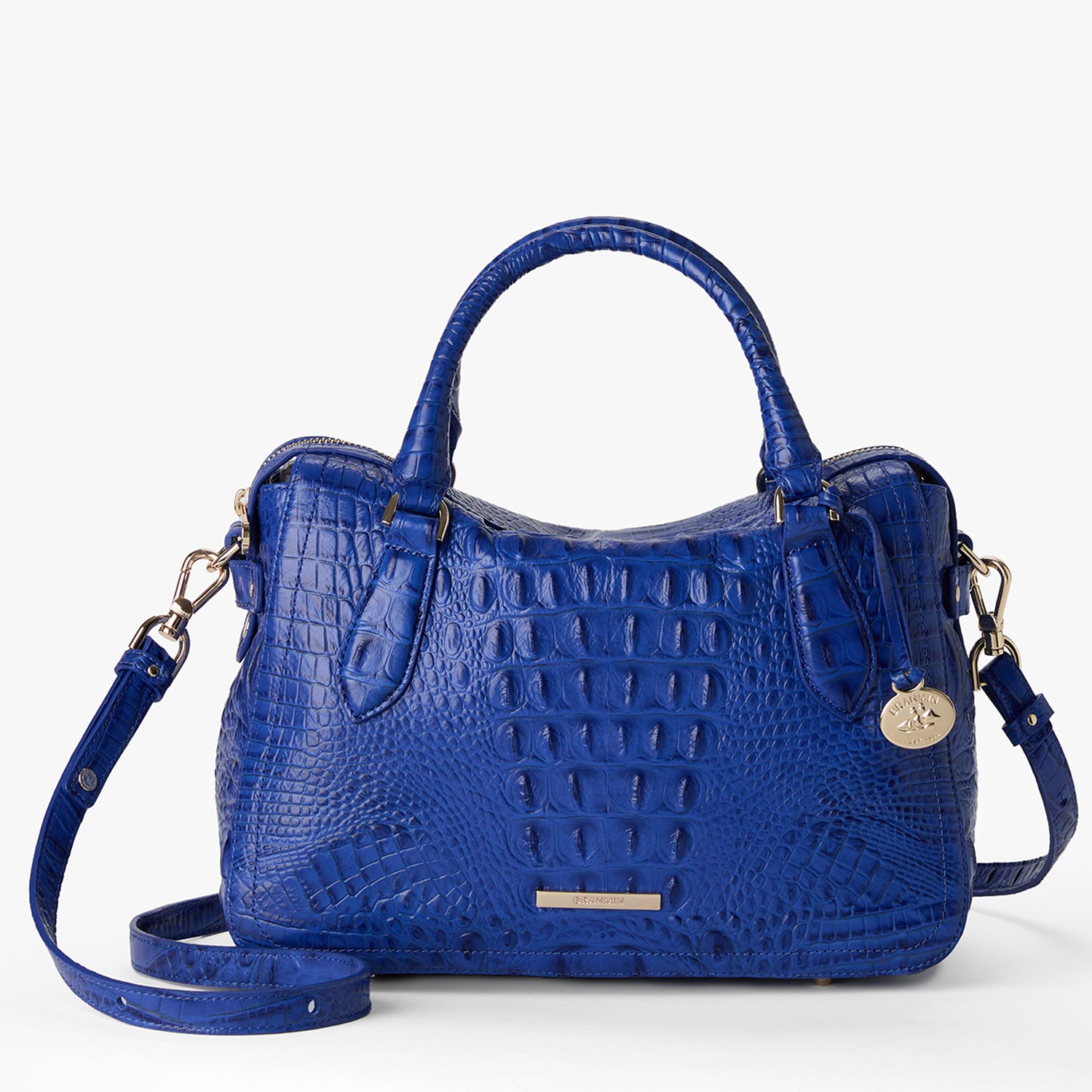 Micaela Medium Satchel | Blue Alden Road | BRAHMIN