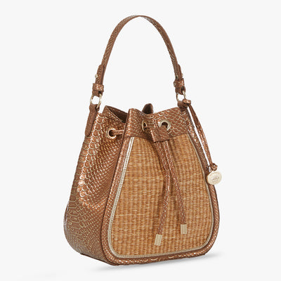 Honey Brown Sandalwood Melinda Bucket Bag Side View 
