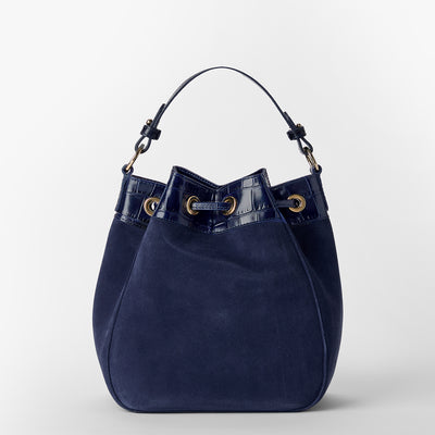 Navy Angora Melinda Bucket Bag Back View 