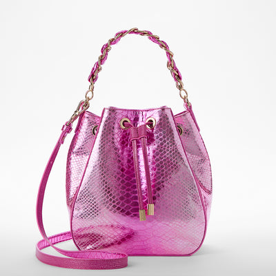 Rose Water Akoni Melinda Bucket Bag Front View With Strap