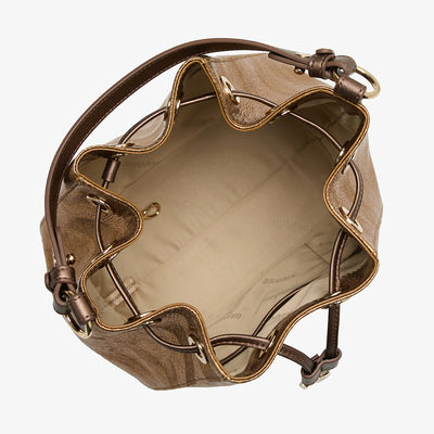 Bronze Saber Melinda Bucket Bag Open Top View 