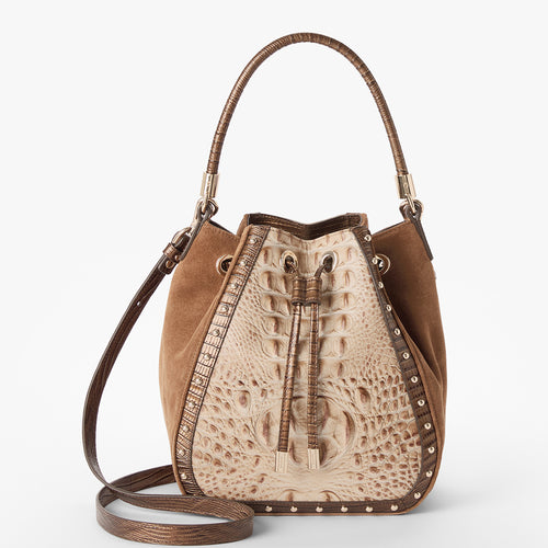 DRAKENSBERG Dames buideltas 'Emily' Bucket Bag, Champagne Handtas, Echt Koeienleer, 9L | Karamelbruin, DR00719