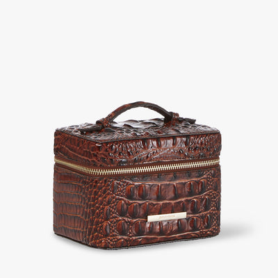 Pecan Melbourne Small Charmaine Makeup Case Side View 