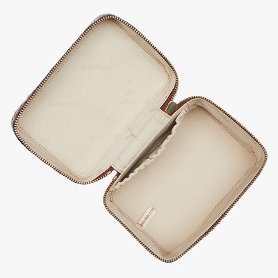 Pecan Melbourne Small Charmaine Makeup Case Open Top View 