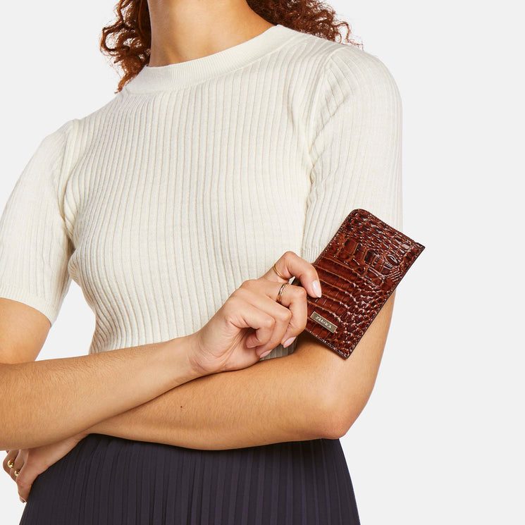Pecan Melbourne Lennon Wallet Being Held 
