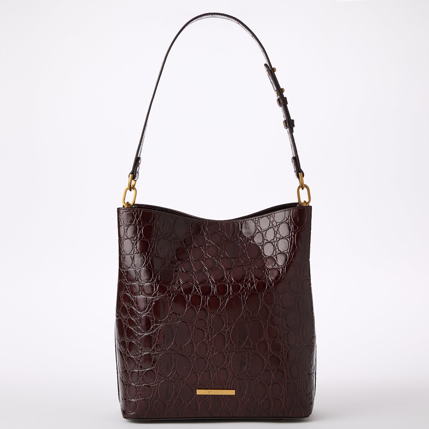 Brahmin black store bucket croc embossed bag