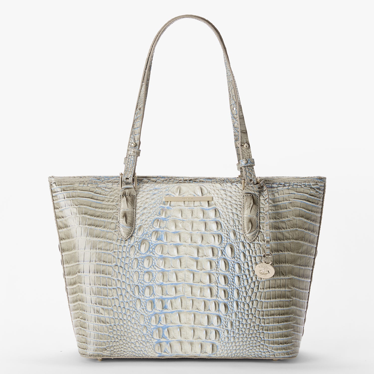 BRAHMIN Hallie Umhängetasche – Fairest Grey Melbourne, Lederoptik, Mit Schulterriemen & Magnetverschluss