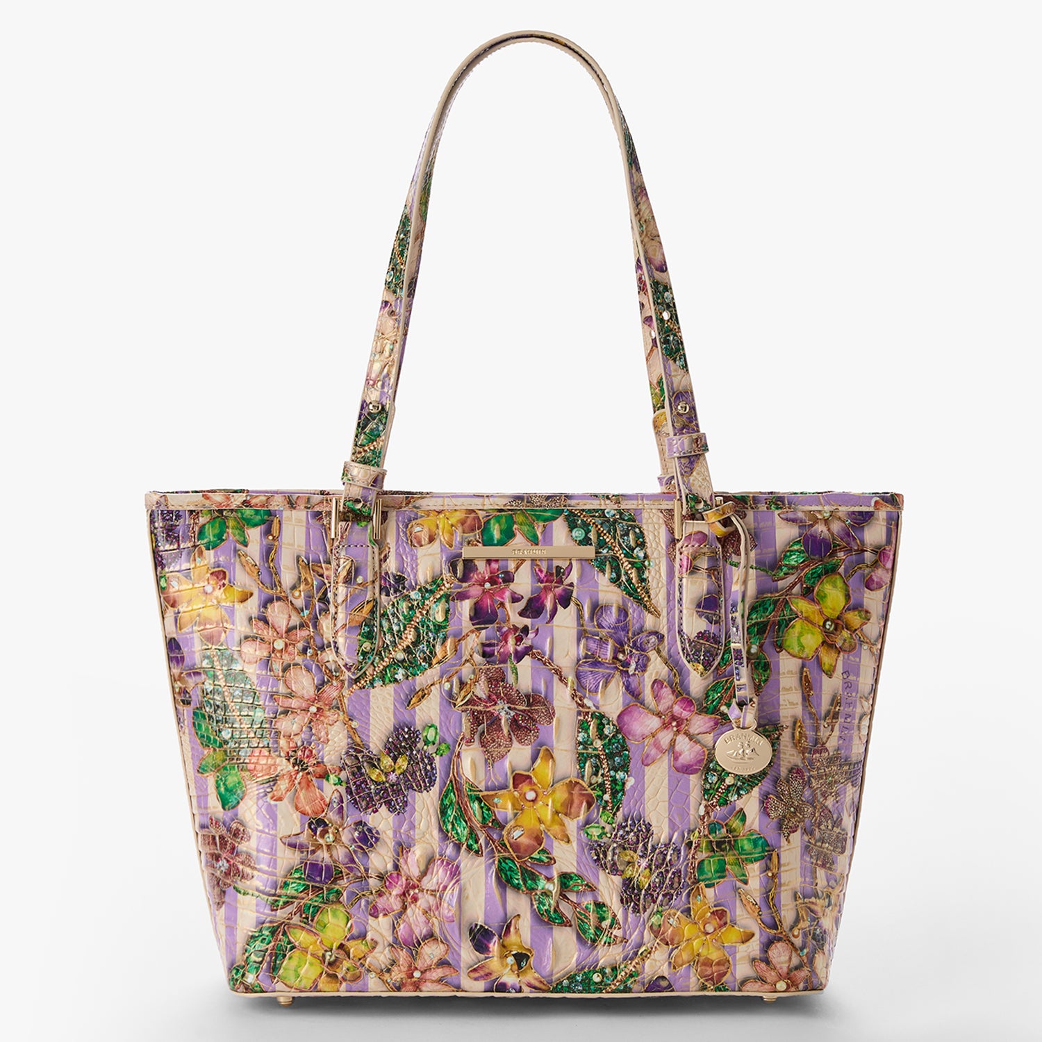 はるちゃん★☆　3roomsトートバッグ インド刺繍ダイヤブーケ柄 Medium Asher | Pinstripe Petals Melbourne | BRAHMIN