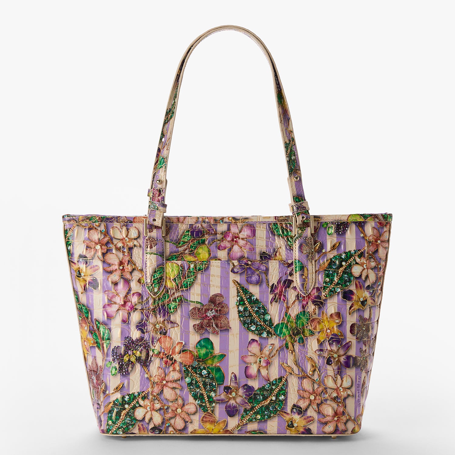 はるちゃん★☆　3roomsトートバッグ インド刺繍ダイヤブーケ柄 Medium Asher | Pinstripe Petals Melbourne | BRAHMIN
