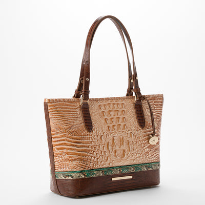 Medium Asher Honey Brown Devonshire Tote Side View