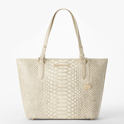 Oyster Grey All Over Snake Medium Asher Tote Front View 