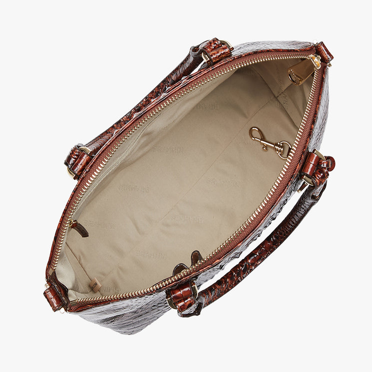 Pecan Melbourne Duxbury Satchel Open Top View 