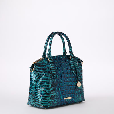 Blue Patina Melbourne Duxbury Satchel Side View 