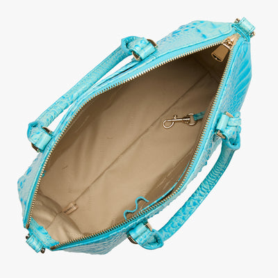 Tropic Blue Melbourne Duxbury Satchel Open Top View 