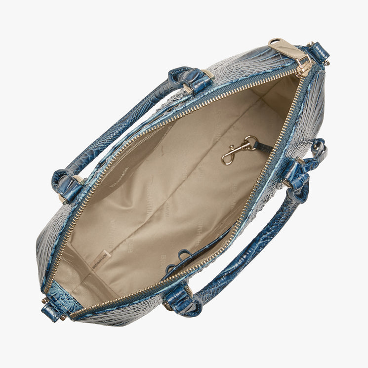 Retro Blue Ombre Melbourne Duxbury Satchel Open Top View 