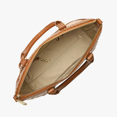 Duxbury Satchel Honey Brown Gala Open Top View