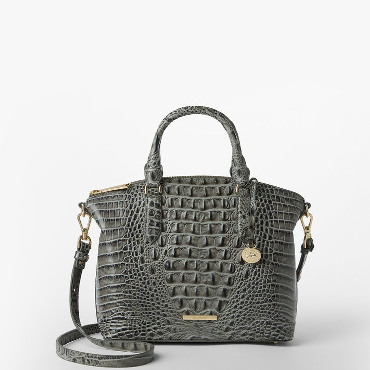 Charcoal Zinnia Duxbury Satchel Front View with Strap 