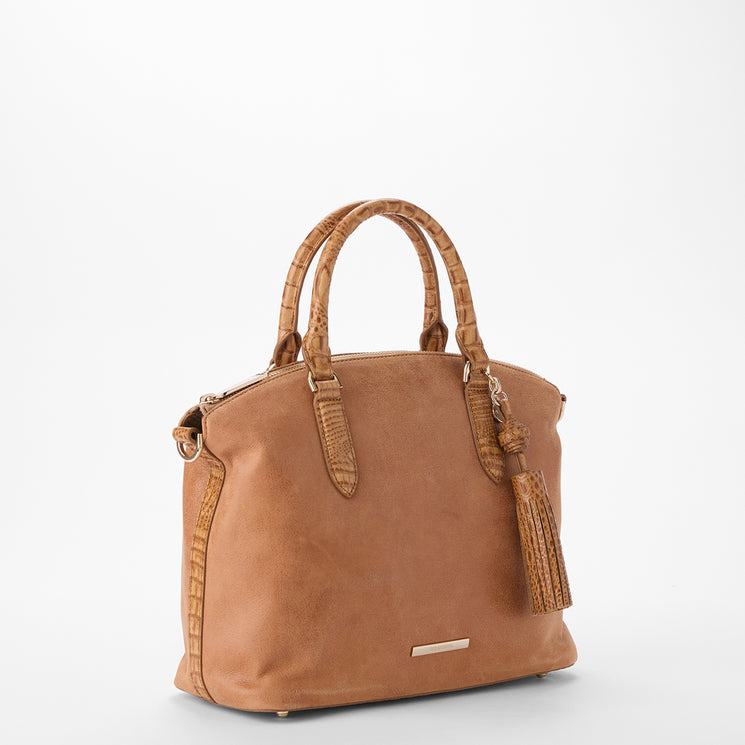 Tan Adrift Duxbury Satchel Front Side View 