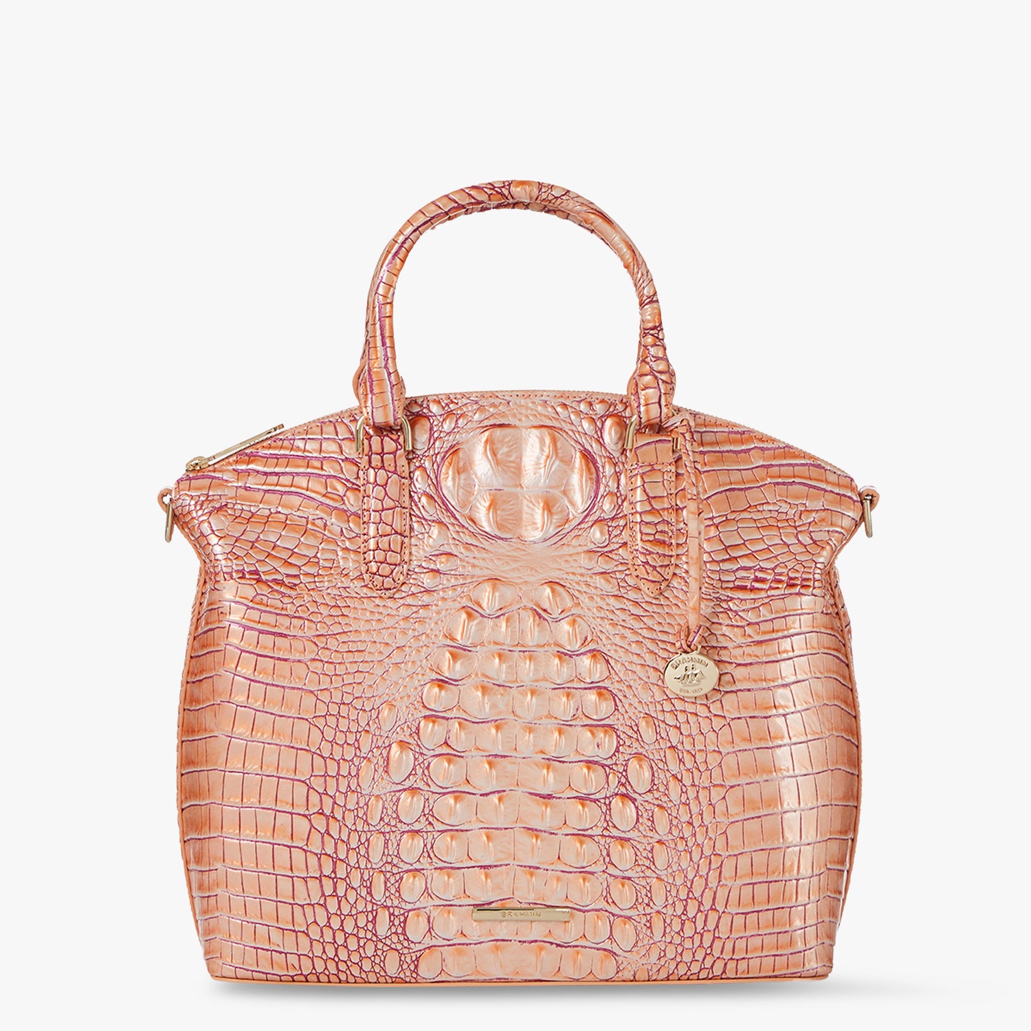 Large Duxbury Leather Satchel | Apricot Rosé | BRAHMIN