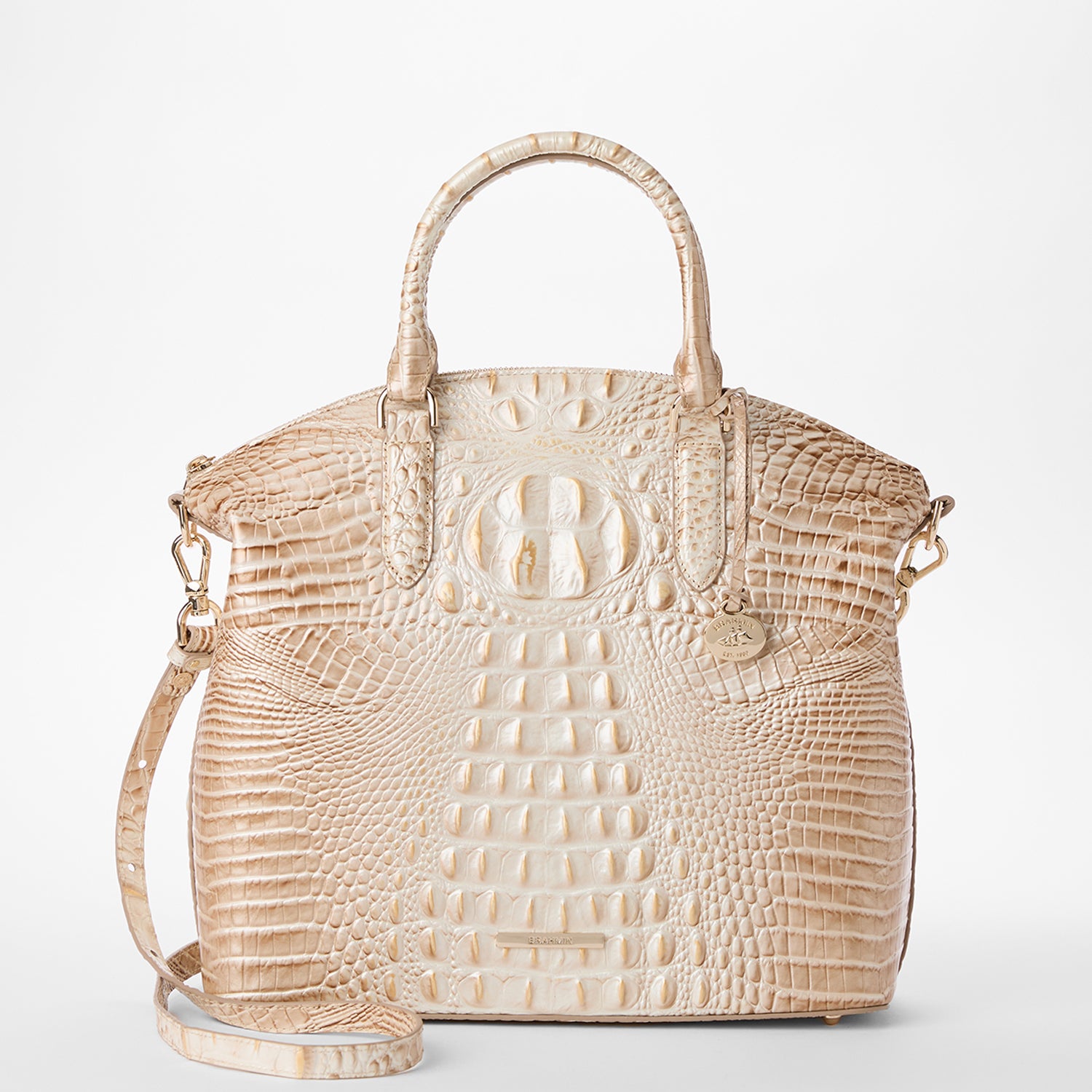 ベージュメダリオンバルドゥリバッグ Large Duxbury Leather Satchel | Contour Melbourne | BRAHMIN