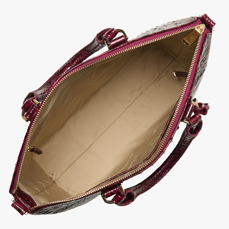 Cherry Lacquer Melbourne Large Duxbury Satchel Open View 