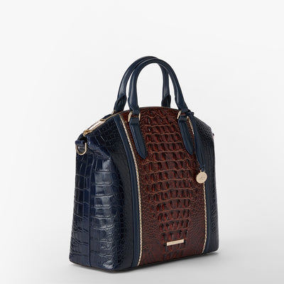 Navy Vesper Large Duxbury Satchel Side View 