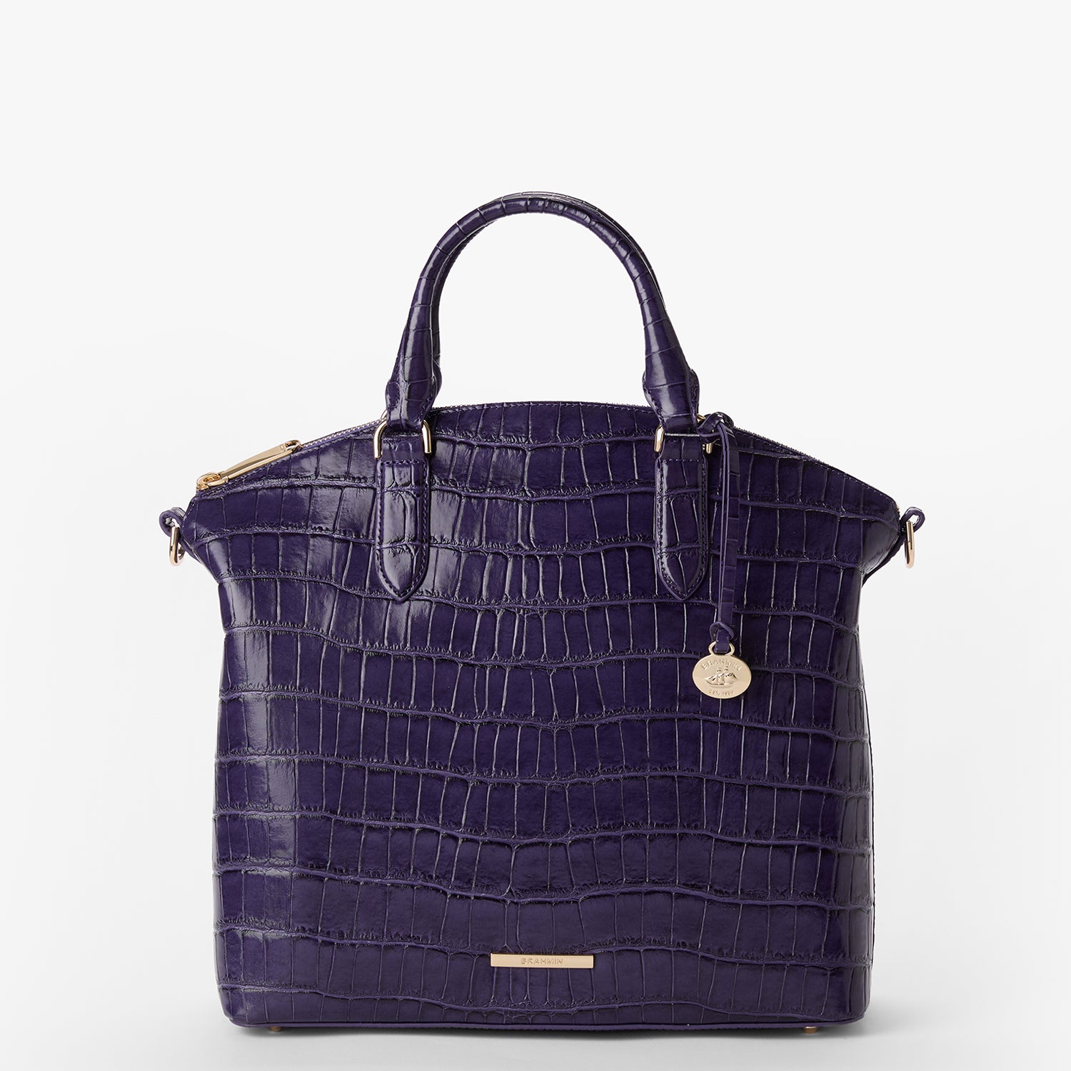 Brahmin Large Duxbury Croc Embossed Leather Satchel Voltage Violet