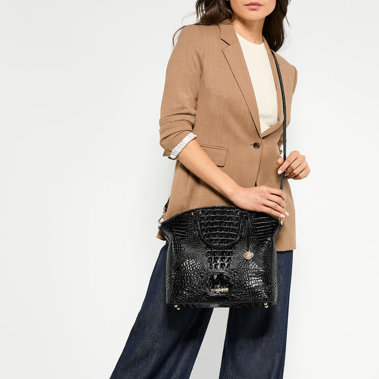 Black Melbourne Large Duxbury Satchel On Model