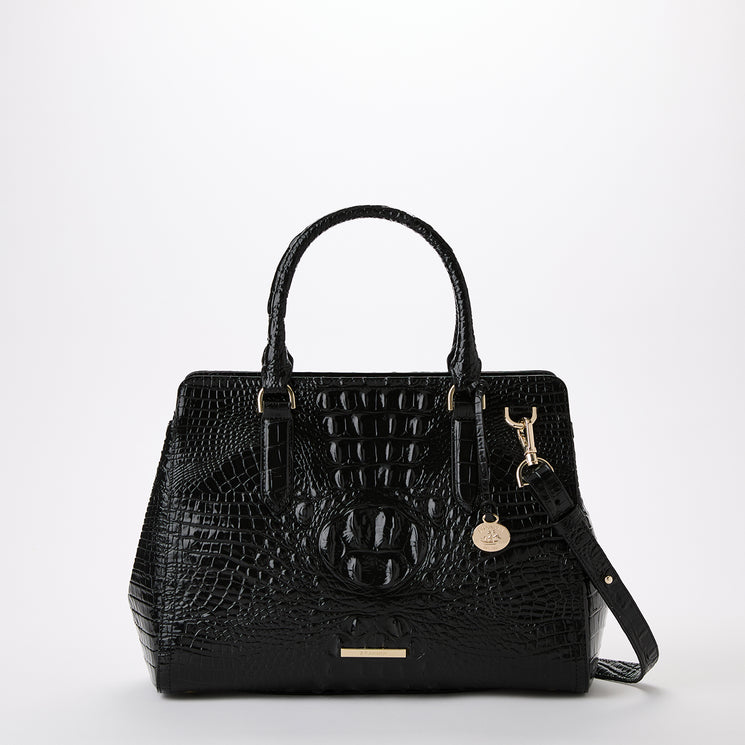 Black Melbourne Small Finley Carryall Front View With Strap