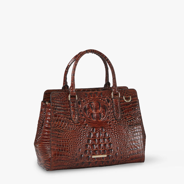 Pecan Melbourne Small Finley Satchel Side View 