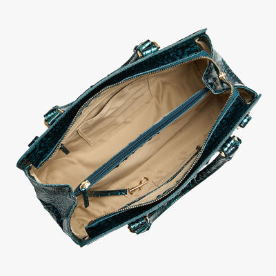 Blue Patina Melbourne Small Finley Satchel Open Top View 