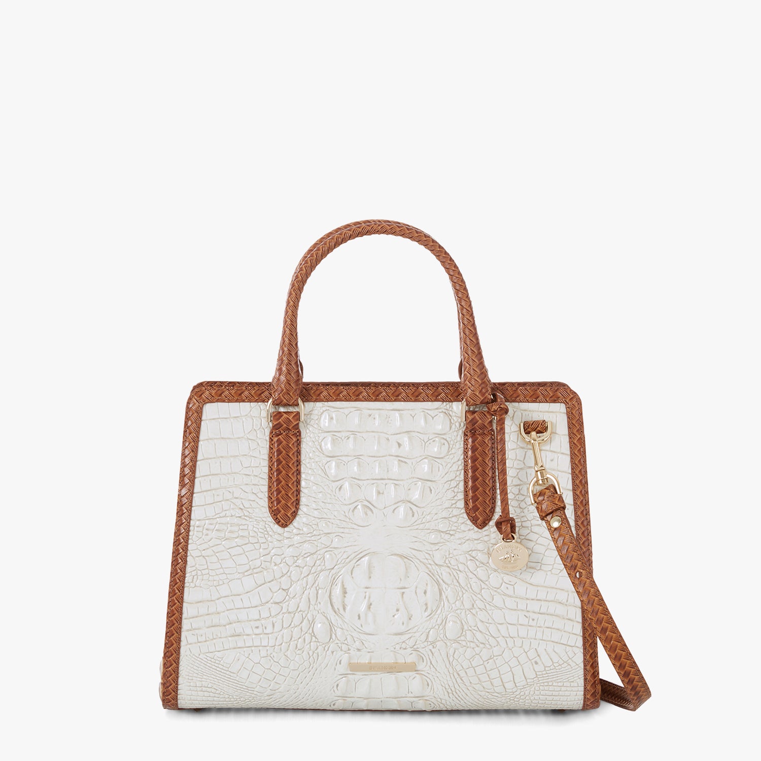 Small Finely Leather Satchel | Coconut Milk Taber | BRAHMIN