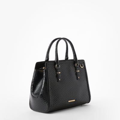 Black Hematite Small Finley Satchel Side View 
