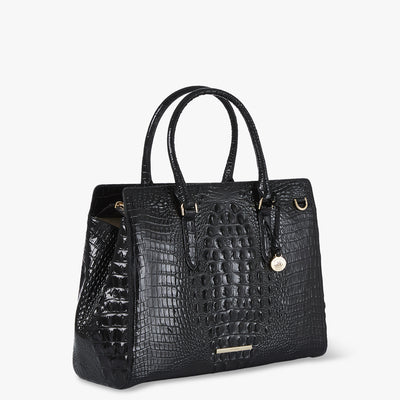 Black Melbourne Finley Satchel Side View 