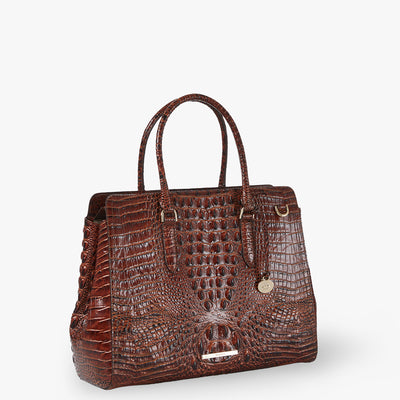 Pecan Melbourne Finley Satchel Side View 