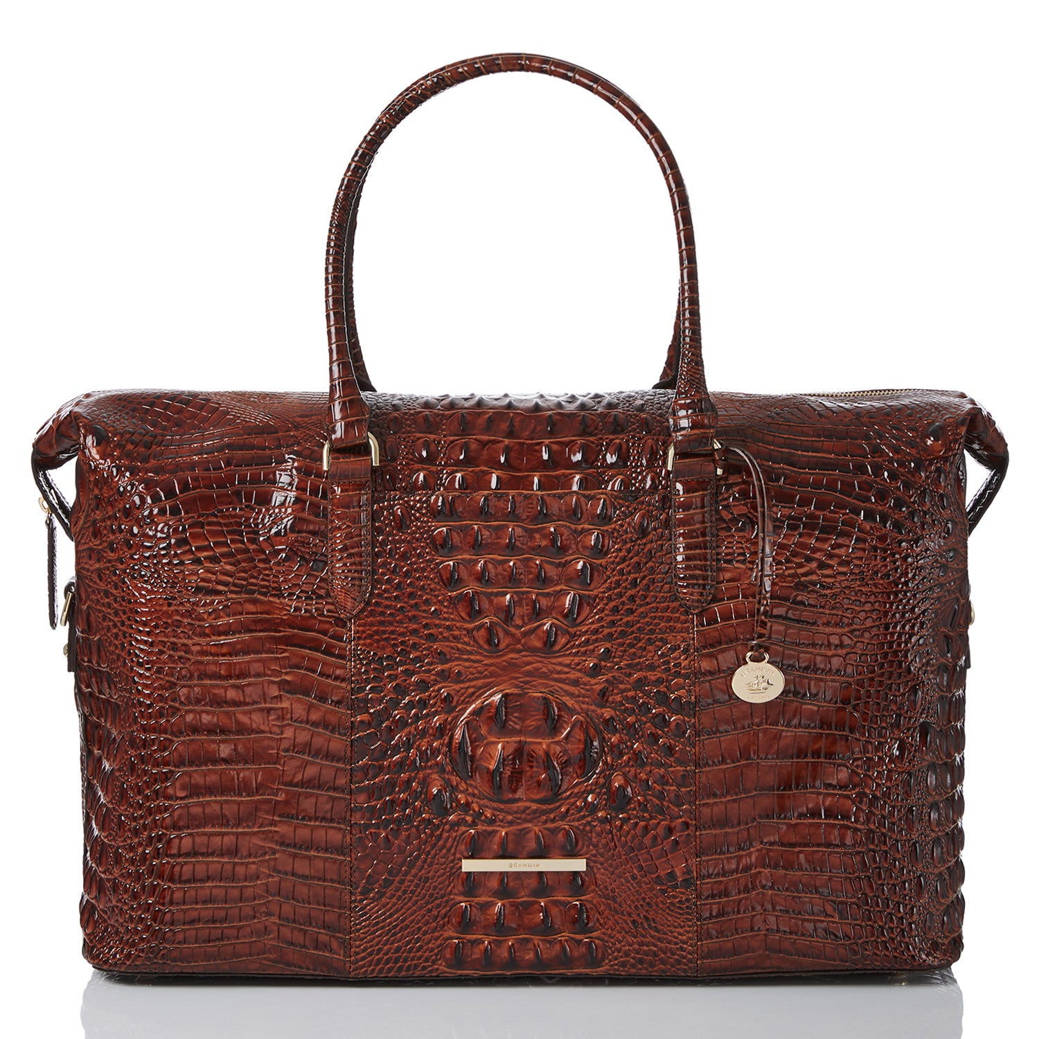 Duxbury Weekender Leather Travel Bag Pecan BRAHMIN