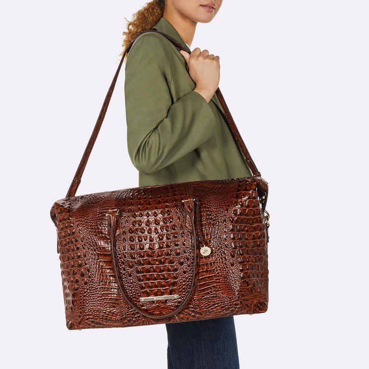 Duxbury Weekender Pecan Melbourne Duffle Bag Front Shot on models shoulder 