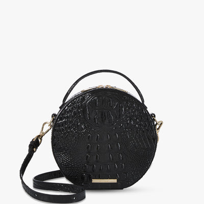 Black Melbourne Lane Crossbody Front View with Strap 