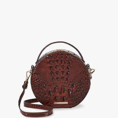 Pecan Melbourne Lane Crossbody Front View with Strap 