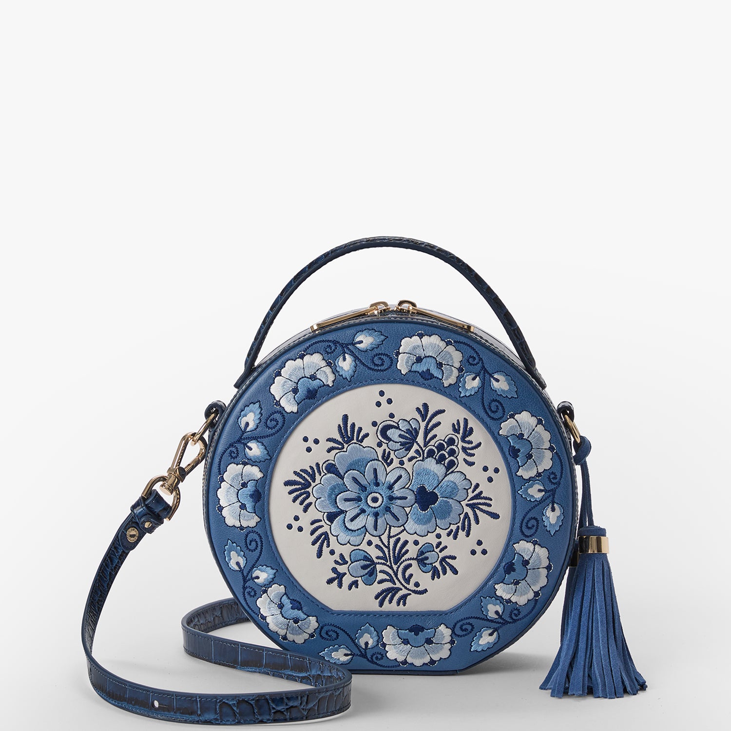 Lane | Aura Blue Holland | BRAHMIN Vibrant Blue and White Satchel. Reminiscent of Delft of Holland. Eye catching. main image 0