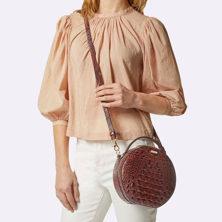 Pecan Melbourne Lane Crossbody Being Worn By Model
