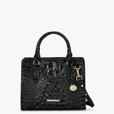 Black Melbourne Cami Satchel Front View with Strap 