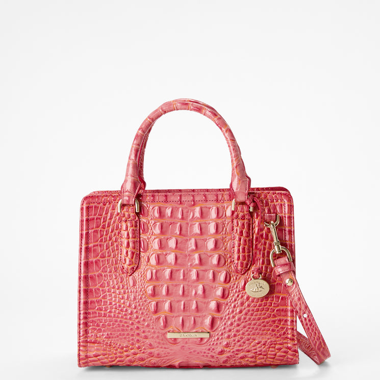 Coral Snapdragon Melbourne Cami Satchel Front View With Strap
