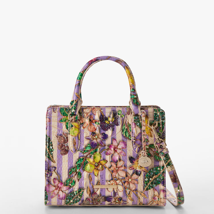Pinstripe Petals Melbourne	Cami Satchel Front View With Strap